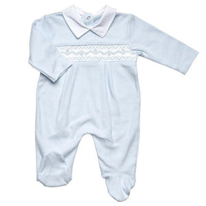Cross Stitch Cotton Sleepsuit - Baby Blue