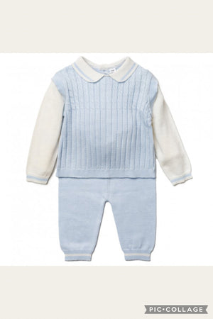 Baby Boys Knitted 2 Piece Set - Blue
