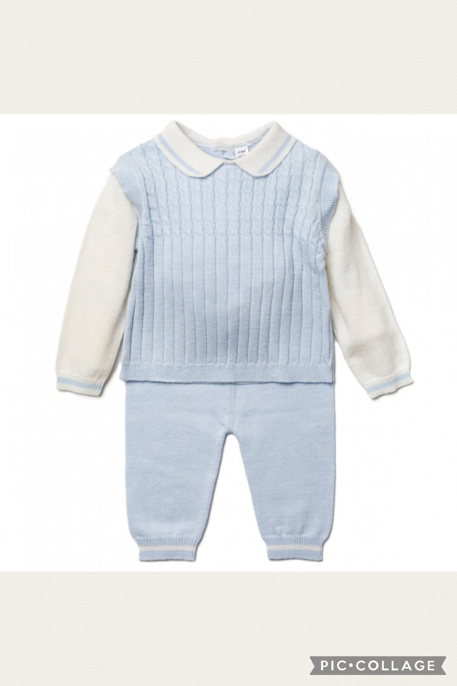 Baby Boys Knitted 2 Piece Set - Blue