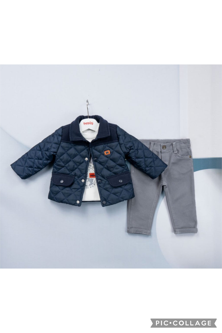 Boys 3 Piece Cross Stitch Jacket & Jeans Set - Navy/Grey