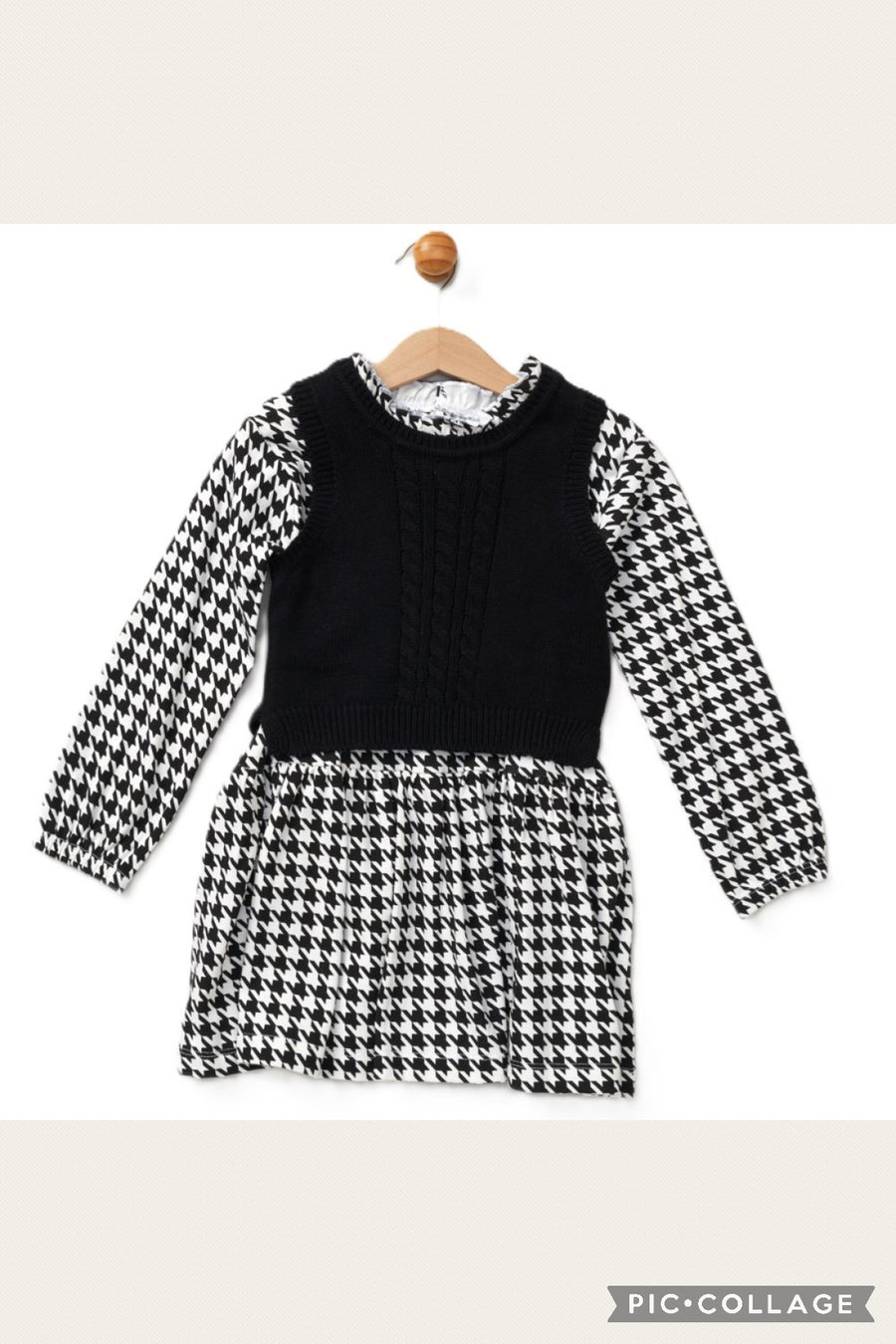 Baby Girls Knitted Top & Dress - Black/White