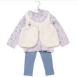 Load image into Gallery viewer, Baby Girls Faux Fur Gilet, Top &amp; Leggings Set - Purple/Blue
