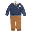Load image into Gallery viewer, Boys 4 Piece Set With Jumper, Shirt, Bowtie &amp; Pants - Blue/Tan
