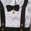 Load image into Gallery viewer, Baby Boys Knitted Bow Tie Bodysuit With Trousers &amp; Braces- Charcoal
