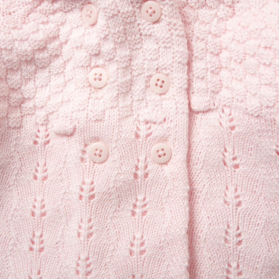 Baby Girls Double Knit Hooded Cardigan - Pink