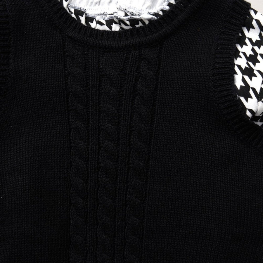 Baby Girls Knitted Top & Dress - Black/White