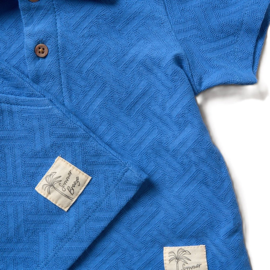 Baby Boys Jaquard Polo, Shorts & Sunglasses - Blue
