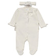 Load image into Gallery viewer, Baby Girls All In One &amp; Headband Sleepsuit - Cream
