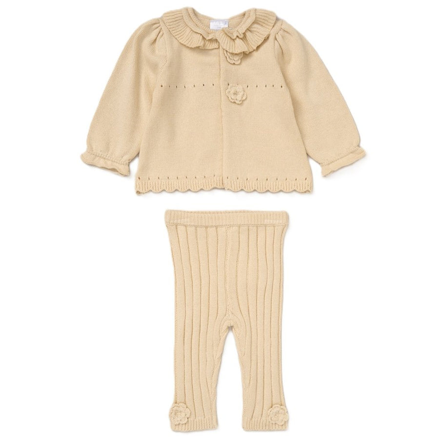 Baby Girls 2 Piece Knitted Outfit - Beige