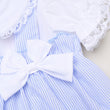 Load image into Gallery viewer, Baby Girls Stripe Dress, Pants &amp; Headband - Sky
