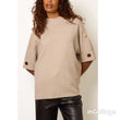 Load image into Gallery viewer, Short Sleeve Button Detail Jumper - Beige Melange

