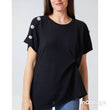 Load image into Gallery viewer, Asymmetric Twist Button Shoulder Top - Black
