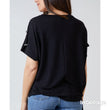 Load image into Gallery viewer, Asymmetric Twist Button Shoulder Top - Black
