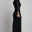 Load image into Gallery viewer, Aveline Front Ruched Jewel Belt Maxi Dress - Black
