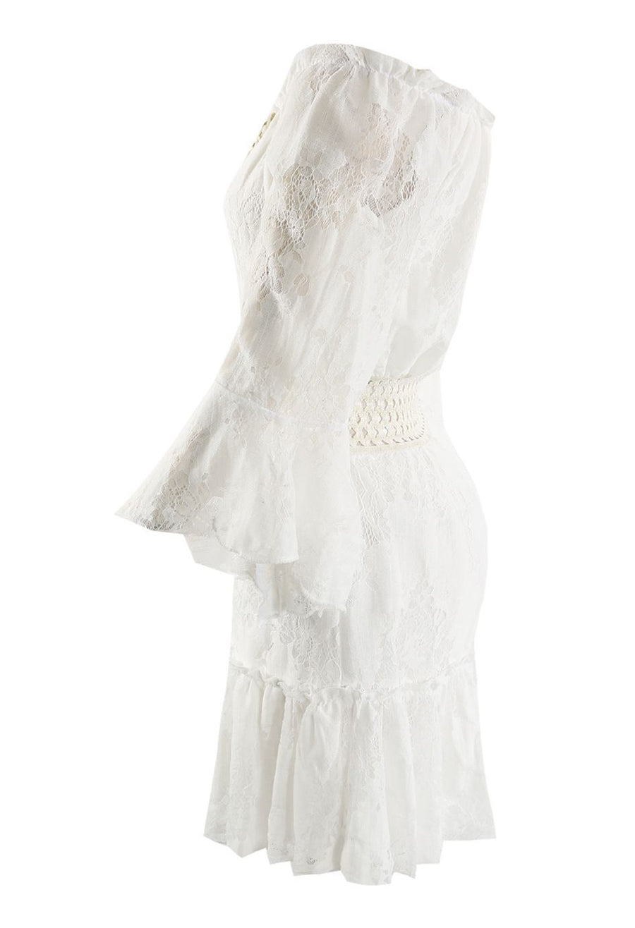Bardot Lace Tassel Dress - White