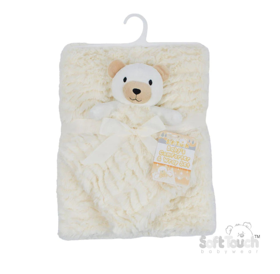 Bear Comforter & Blanket Set - Cream