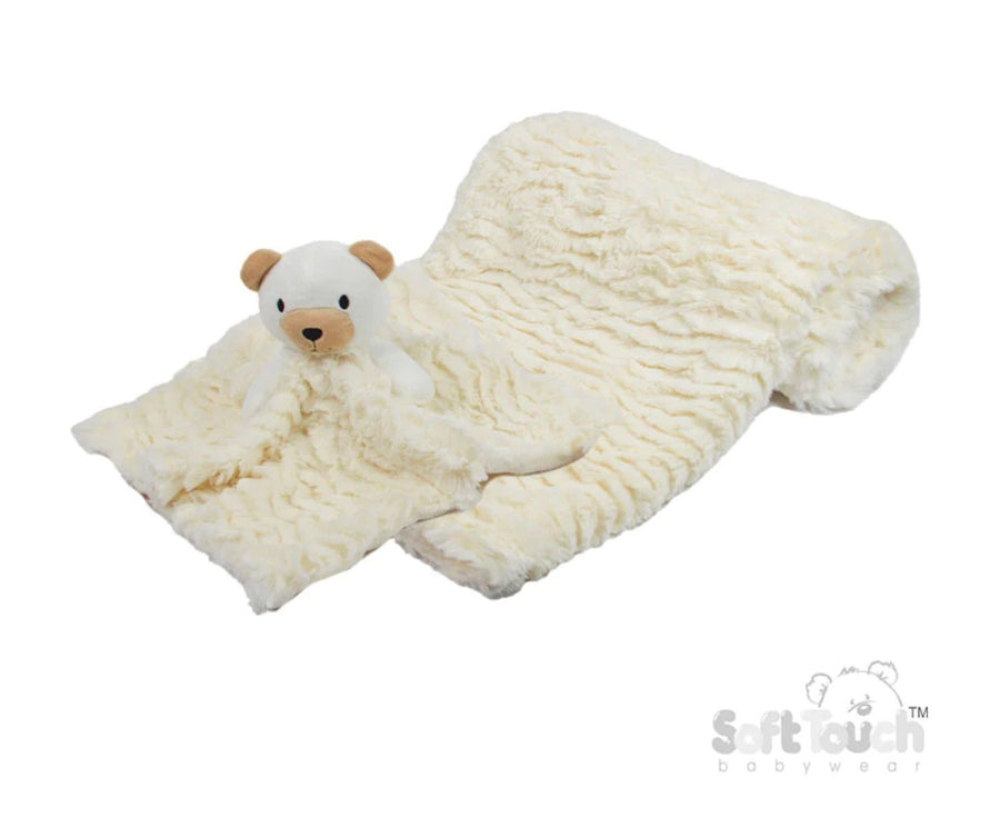 Bear Comforter & Blanket Set - Cream