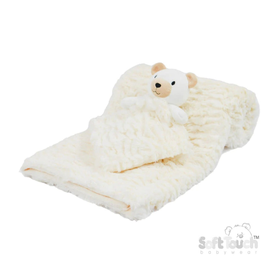 Bear Comforter & Blanket Set - Cream