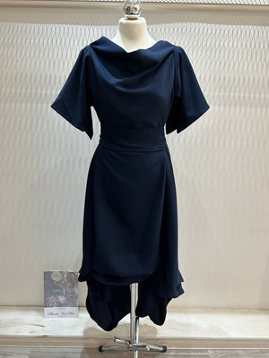 Blonde & Wise Wendy Dress With Waterfall Sleeves - Navy