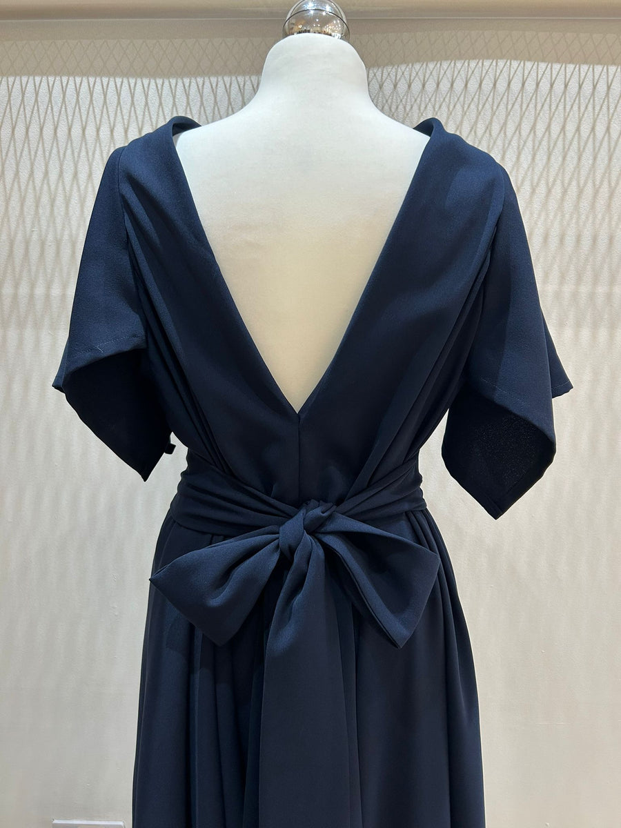 Blonde & Wise Wendy Dress With Waterfall Sleeves - Navy