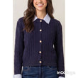 Load image into Gallery viewer, Cable Knit Cardigan With Collar - Navy
