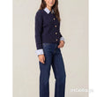 Load image into Gallery viewer, Cable Knit Cardigan With Collar - Navy

