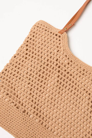 Crochet Tote Bag - Brown