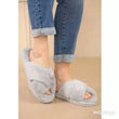 Load image into Gallery viewer, Cross Strap Faux Fur Slippers - Grey
