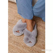 Load image into Gallery viewer, Cross Strap Faux Fur Slippers - Grey
