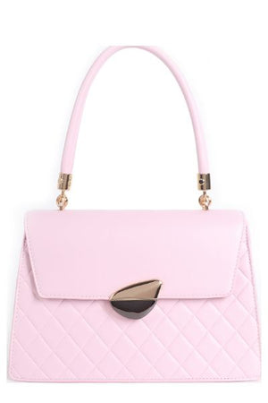 Diamond Quilted Hobo Bag With Buckle Button - Pink