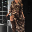 Load image into Gallery viewer, Elaria Abstract Scarf Print Wrap Midaxi Dress - Brown
