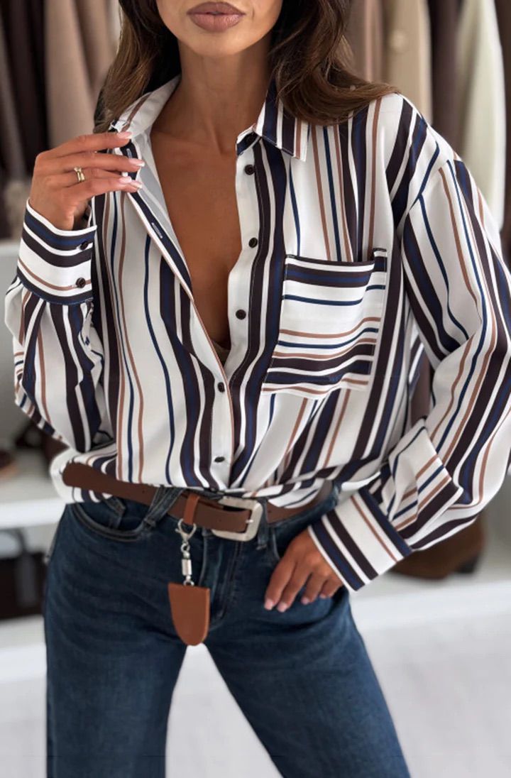 Elora Striped Shirt - Ivory