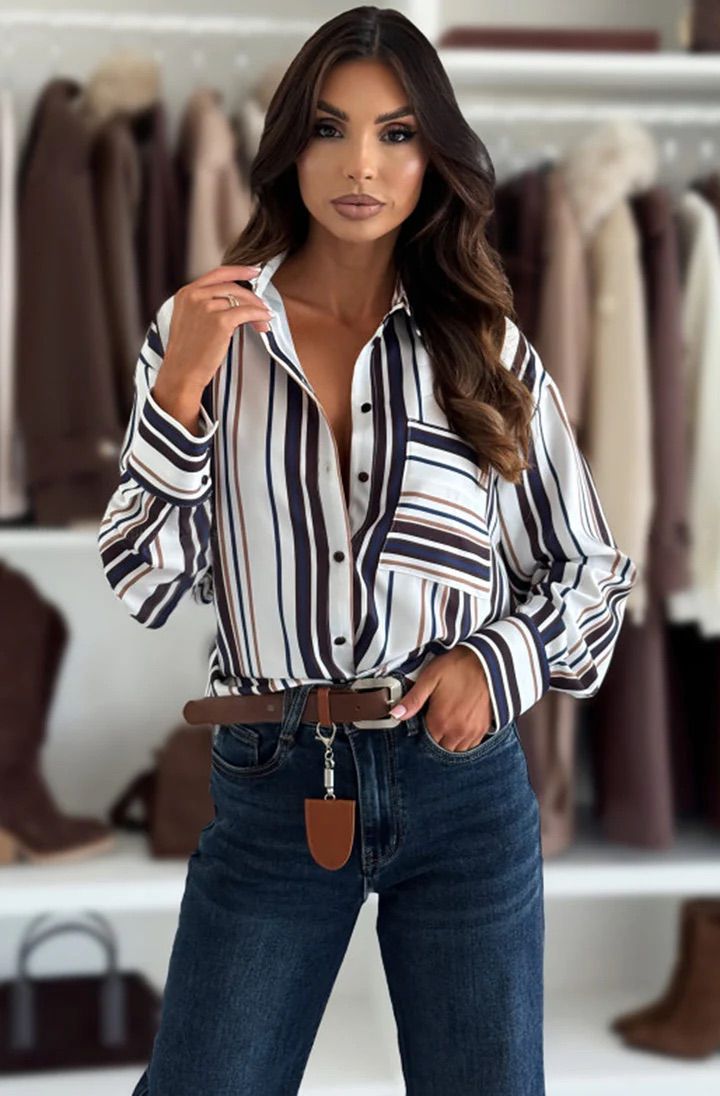 Elora Striped Shirt - Ivory