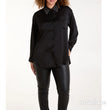 Load image into Gallery viewer, Embellished Collar &amp; Cuff Satin Shirt - Black
