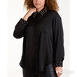 Load image into Gallery viewer, Embellished Collar &amp; Cuff Satin Shirt - Black
