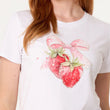 Load image into Gallery viewer, Embellished Strawberry Bow T-Shirt - White
