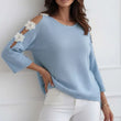 Load image into Gallery viewer, Emma Floral Applique Cold Shoulder - Blue

