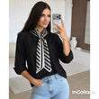 Load image into Gallery viewer, Ezra High Low Crew Neck Scarf Top - Black
