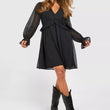 Load image into Gallery viewer, Flowy Chiffon Smock Dress - Black
