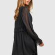 Load image into Gallery viewer, Flowy Chiffon Smock Dress - Black
