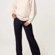 Load image into Gallery viewer, Gold Button Shoulder High Neck Jumper - Stone
