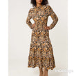 Load image into Gallery viewer, High Neck Shirred Waist Midi Dress - Khaki
