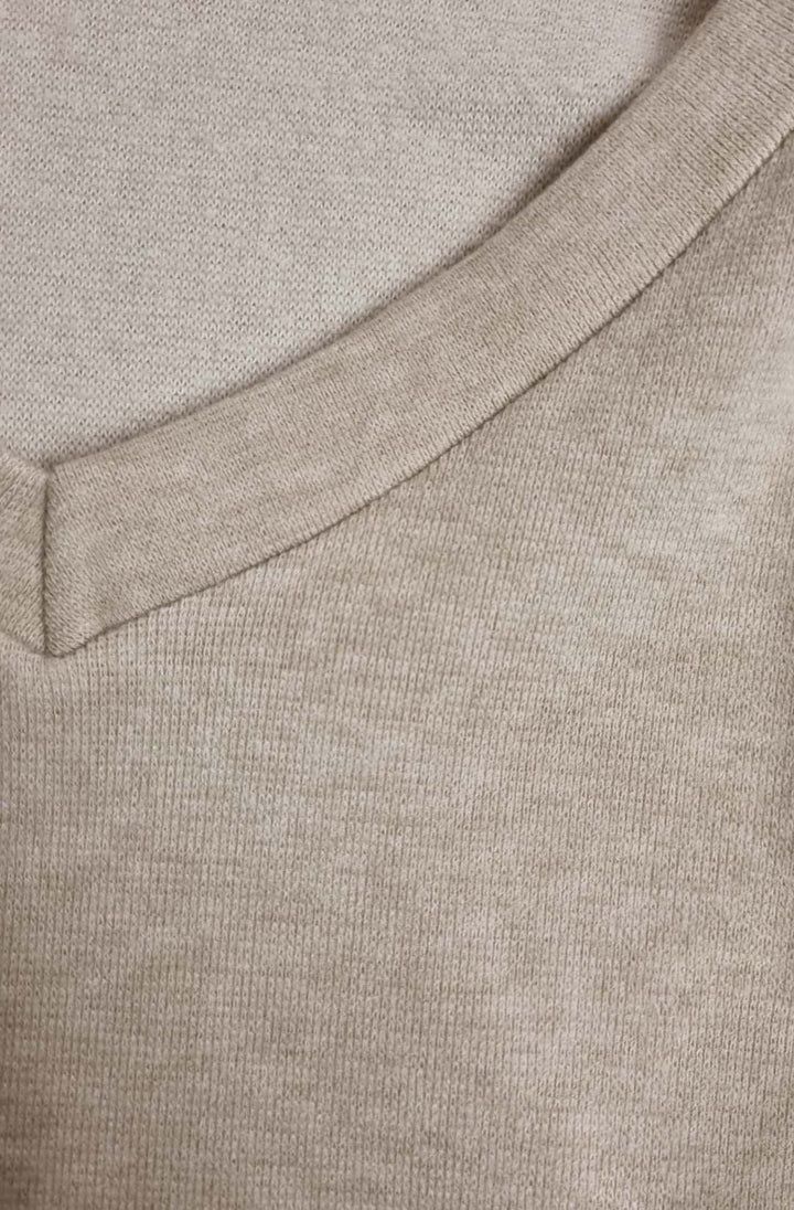 Irma V-Neck Sweater Jumper Dress - Stone