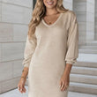 Load image into Gallery viewer, Irma V-Neck Sweater Jumper Dress - Stone
