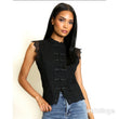 Load image into Gallery viewer, Lace Mandarin Waistcoat Top - Black
