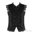 Load image into Gallery viewer, Lace Mandarin Waistcoat Top - Black
