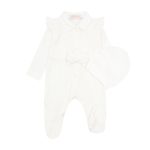 Laser Floral & Bow Sleepsuit - White