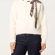 Load image into Gallery viewer, Leopard Tie Detail Knit Jumper - Ivory
