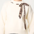 Load image into Gallery viewer, Leopard Tie Detail Knit Jumper - Ivory
