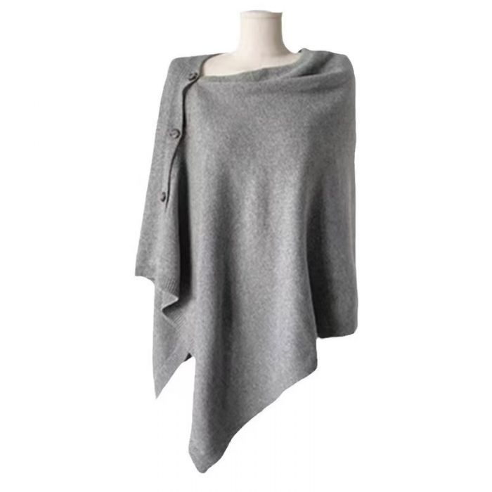 Lightweight Button Detail Cape - Grey